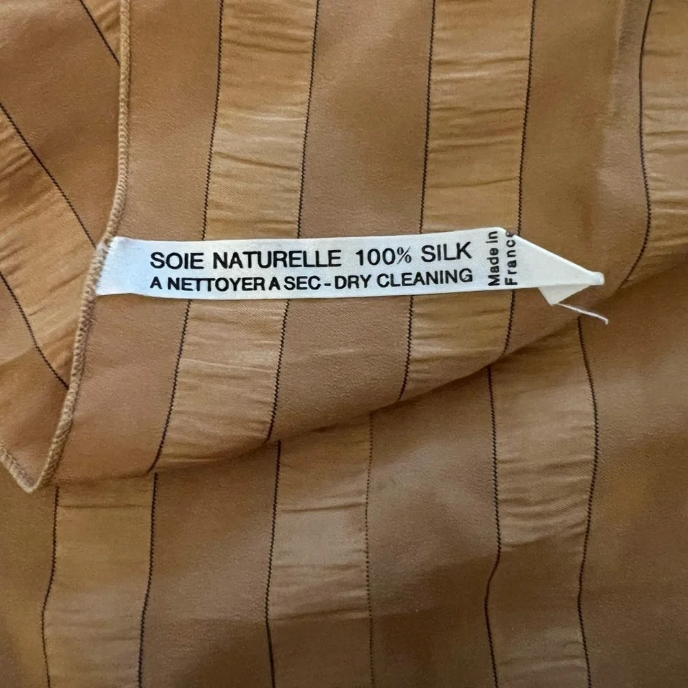 PIERRE CARDIN PARIS Vintage Striped Seersucker Oblong Silk Scarf, Butterscotch